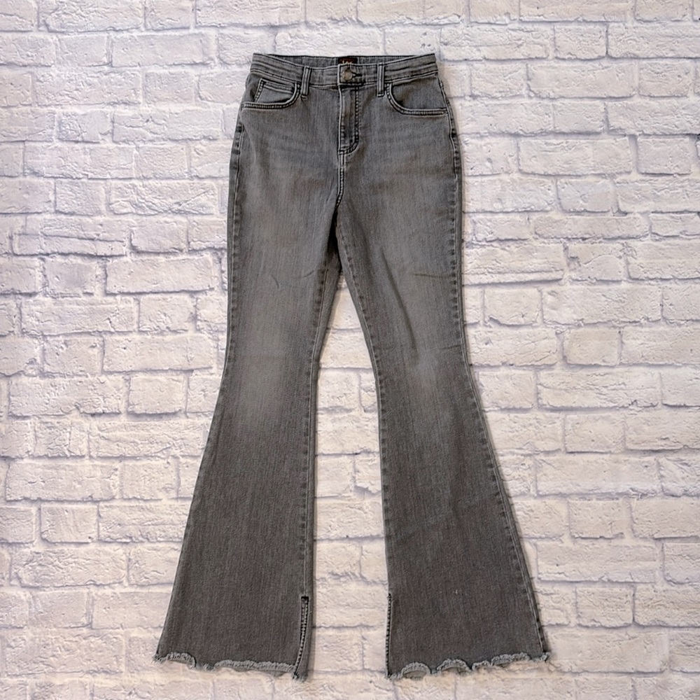Lee Jeans Flare Leg Jeans High Waisted Split Hem Gray Denim Bootcut Size 5M